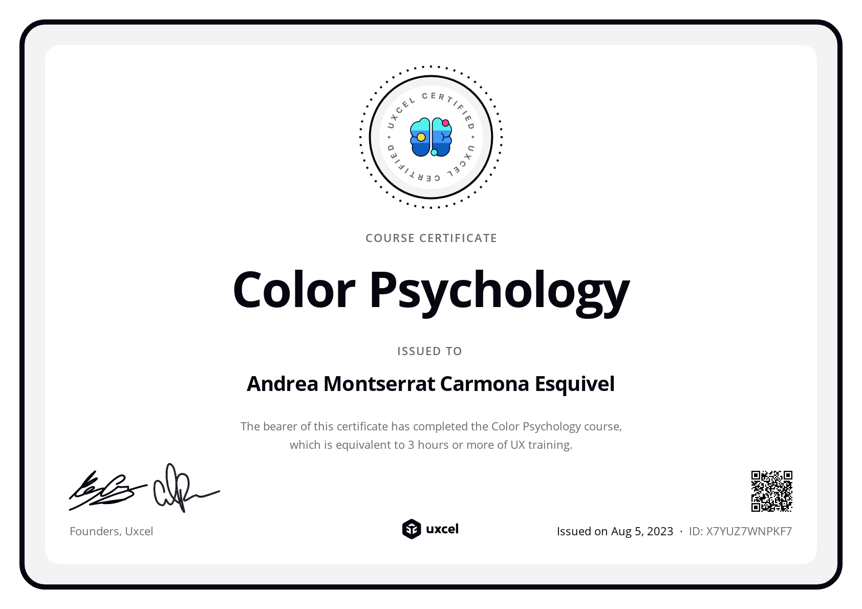 Andrea Montserrat Carmona Esquivel's certificate